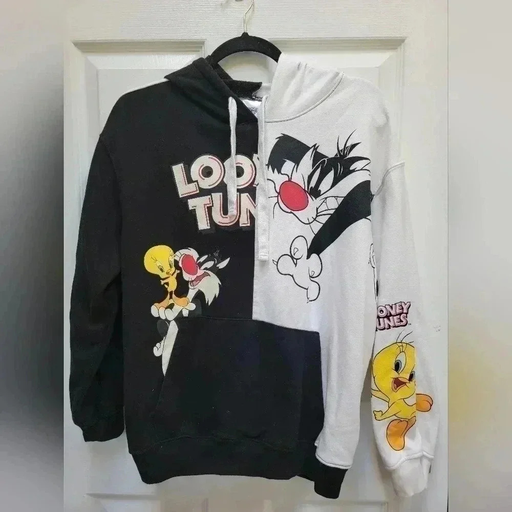 Looney Tunes Graphic Sylvester & Tweety Hoodie Sweatshirt Size Large (11/13)